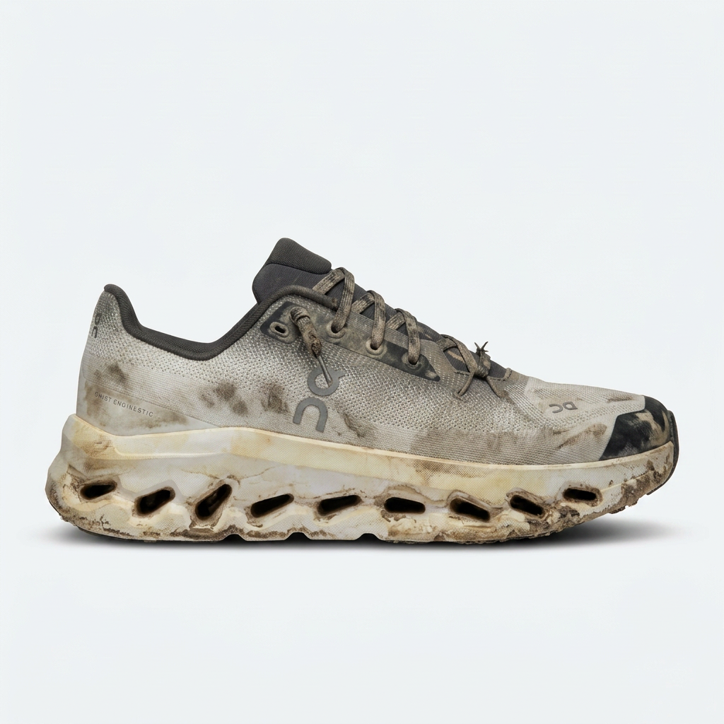 Vuile sneaker voor de reiniging